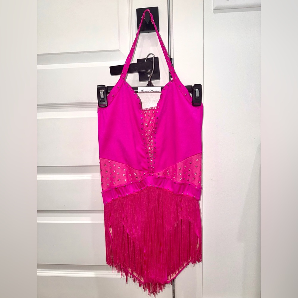 Balera Hot Pink Rhinstoned Halter Dress